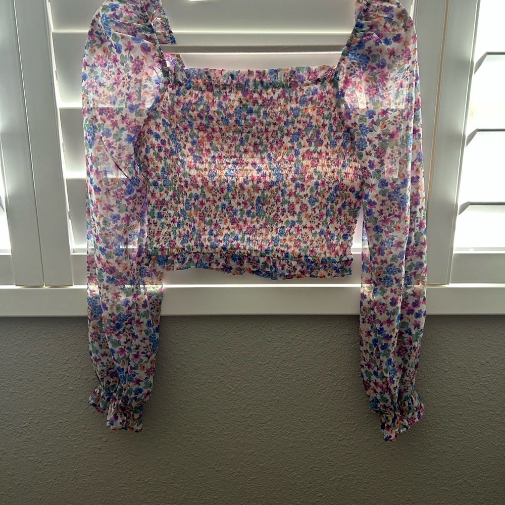 Floral Sheer Long Sleeve Top